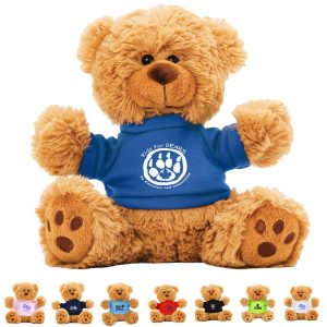 #053-TB6T “Ted T. Bear” 6” Plush Teddy Bear With Choice of T-Shirt Colour