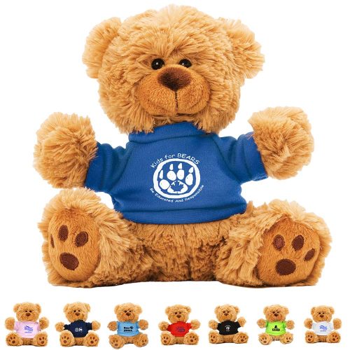 #053-TB6T “Ted T. Bear” 6” Plush Teddy Bear With Choice of T-Shirt Colour