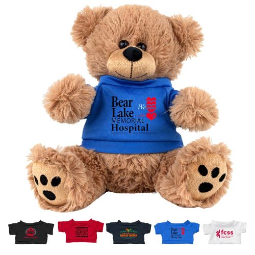 #053-TB8T "FRED E. BEAR" Large 8" Plush Teddy Bear With Choice of T-Shirt Color